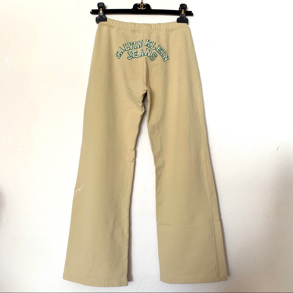 Vintage Calvin Klein logo patch wide leg sweatpants